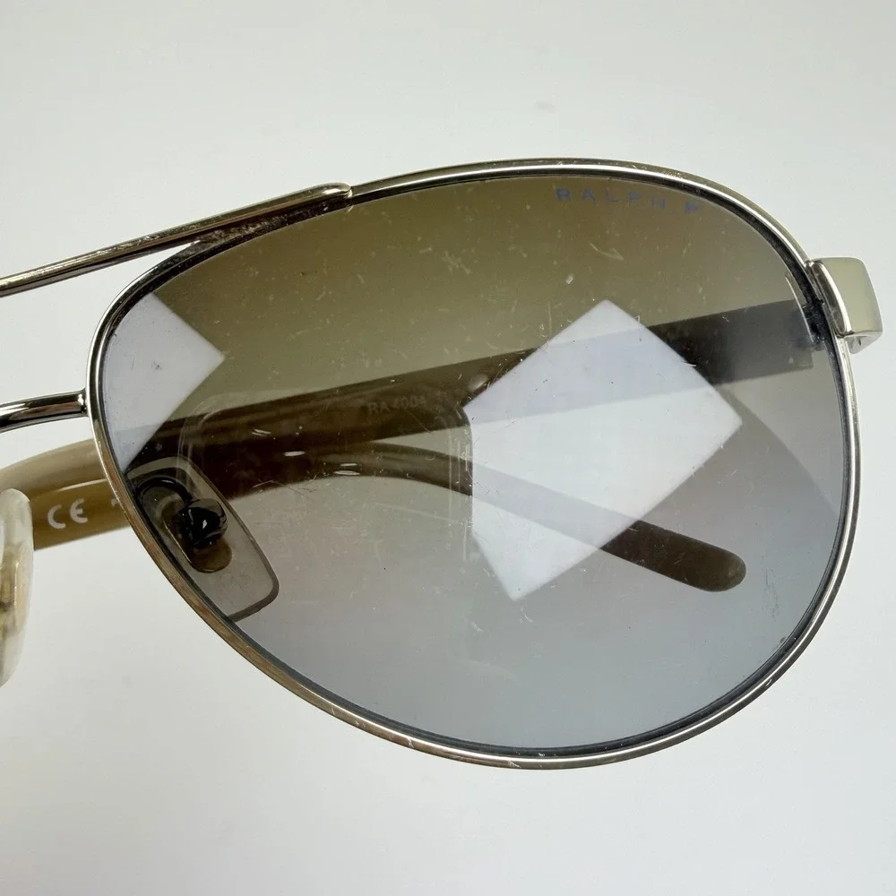 Ralph Lauren RA4004 101/T5 Polarized Aviator Sunglasses Gold Cream 59-13-130